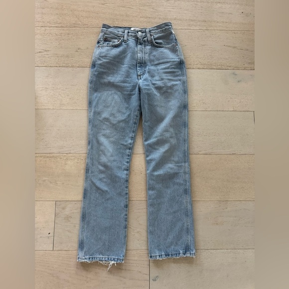 Agolde 90s Pinch Waist Jeans Womens 24 Light Wash High Rise Distressed - Picture 5 of 11